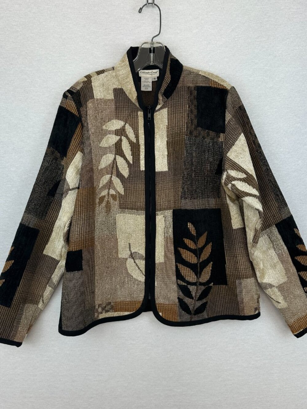 COLDWATER CREEK VINTAGE TAPESTRY FABRIC COLOR BLOCK LEAF PATCHWORK DESIGN SIZE S - Picture 3 of 9
